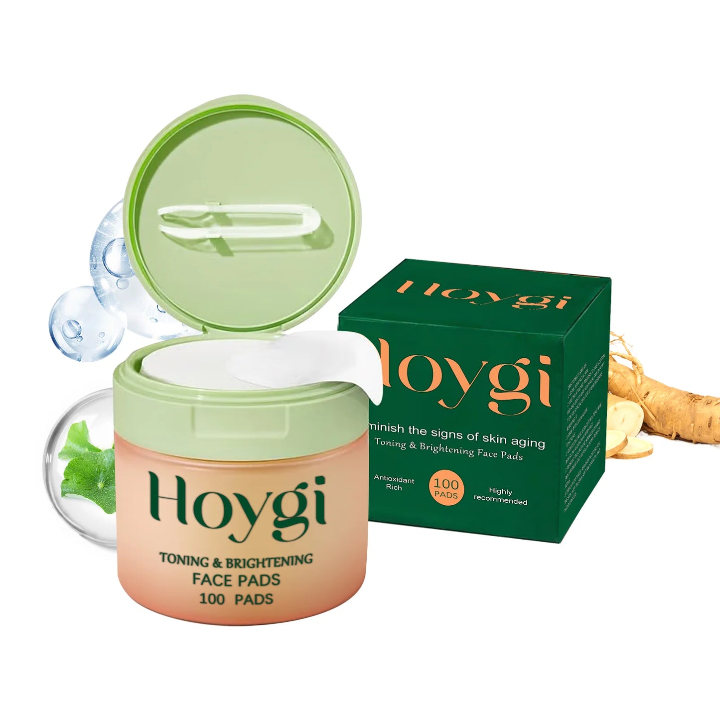 Hoygi 100pcs Centella Asiatica Nourish Face Cotton Pads Deep Moisturizing Lighten Spots Even Skin Tone Daily Smooth Face Pads