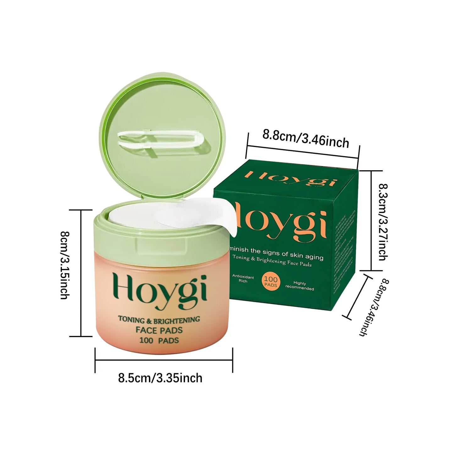 Hoygi 100pcs Centella Asiatica Nourish Face Cotton Pads Deep Moisturizing Lighten Spots Even Skin Tone Daily Smooth Face Pads