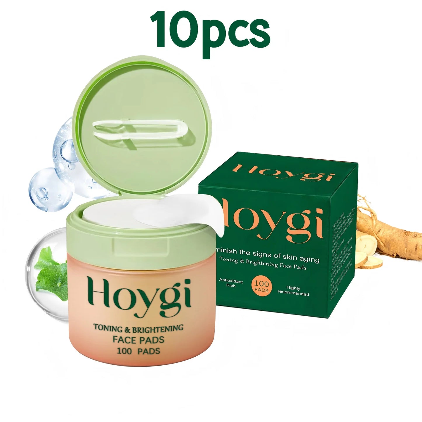 Hoygi 100pcs Centella Asiatica Nourish Face Cotton Pads Deep Moisturizing Lighten Spots Even Skin Tone Daily Smooth Face Pads