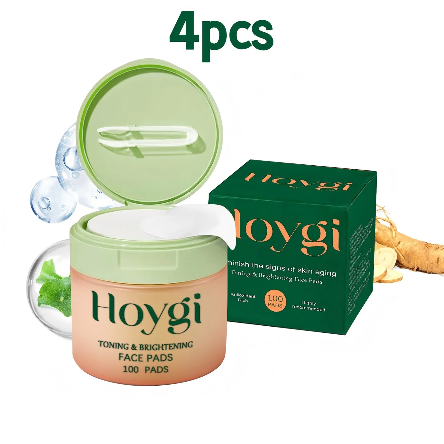 Hoygi 100pcs Centella Asiatica Nourish Face Cotton Pads Deep Moisturizing Lighten Spots Even Skin Tone Daily Smooth Face Pads